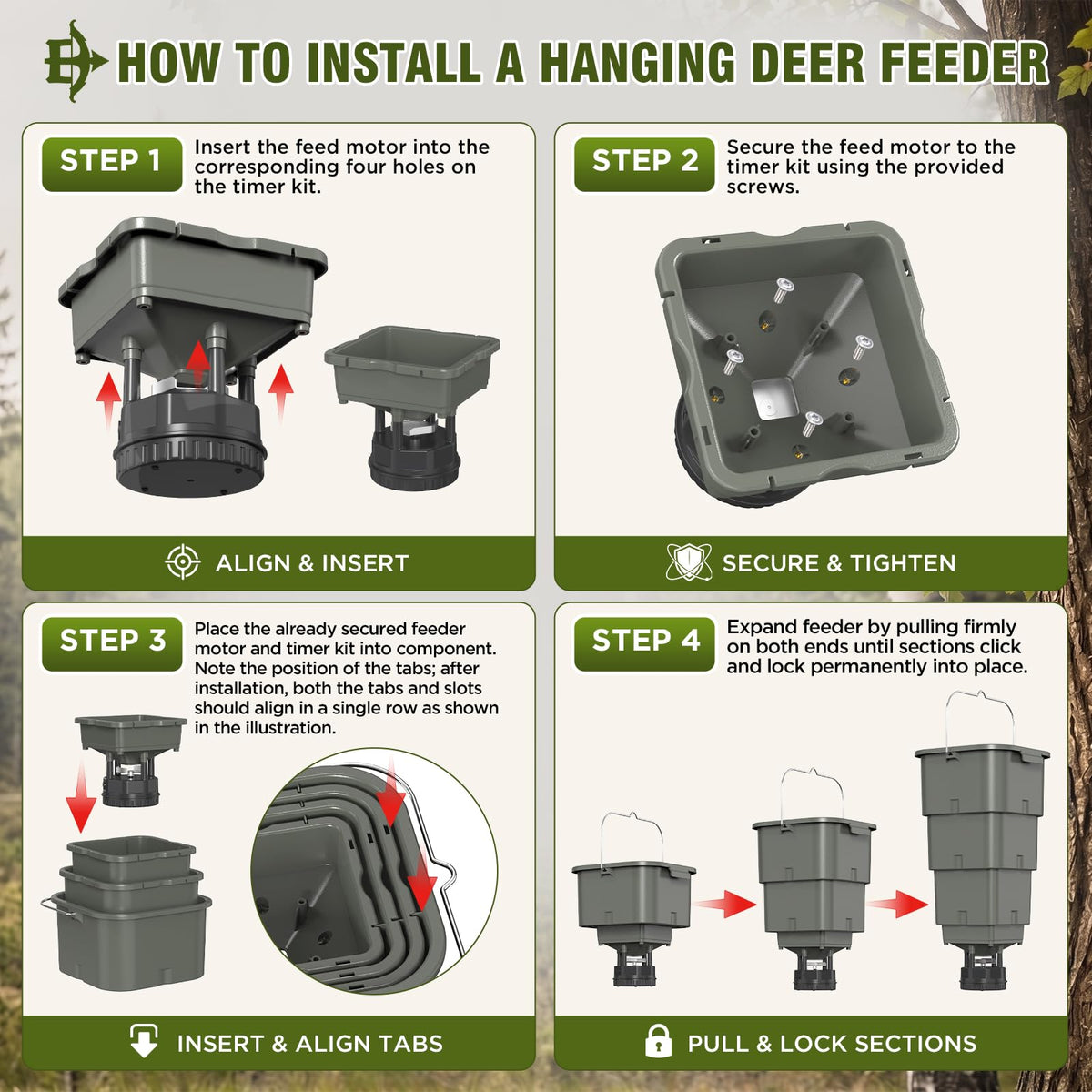 5 Gallon Hanging Deer Feeder with Programmable Digital Timer (4 Feed Times)