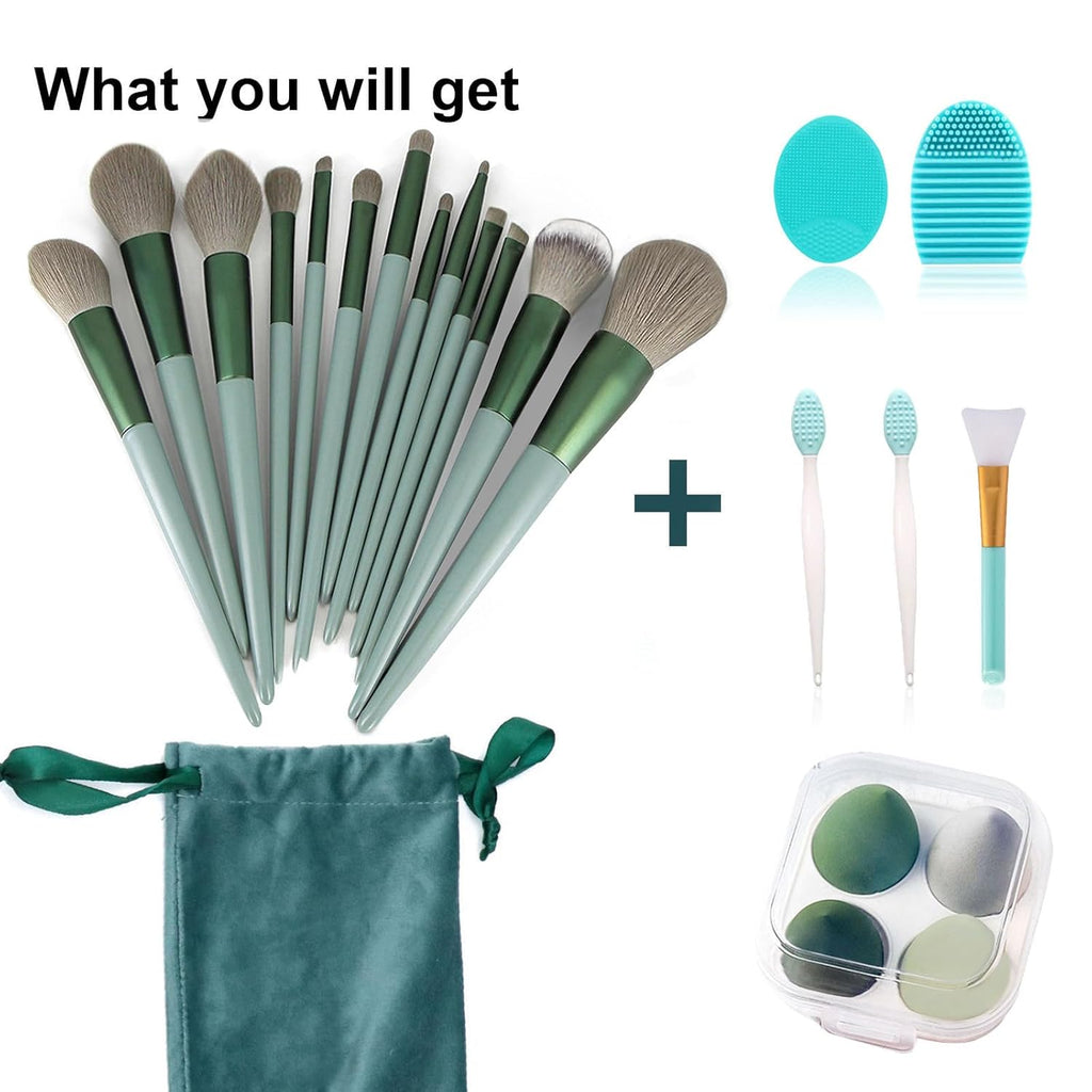 Buy now Makeup Brushes 22 Pcs Makeup Kit,Foundation Brush Eyeshadow Brush Make up Brushes Set (Green, 22 Piece Set) at indiglob india
