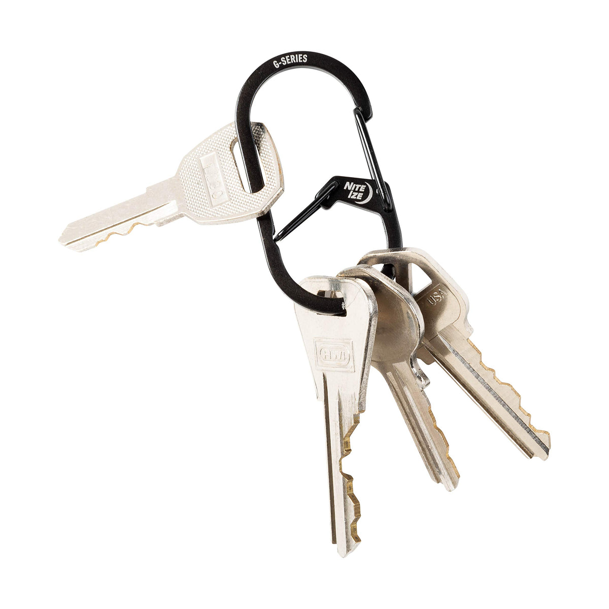Nite IZE GS2-01-R6 G-Series Dual Chamber Carabiner, Size #2 1-Pack, Black