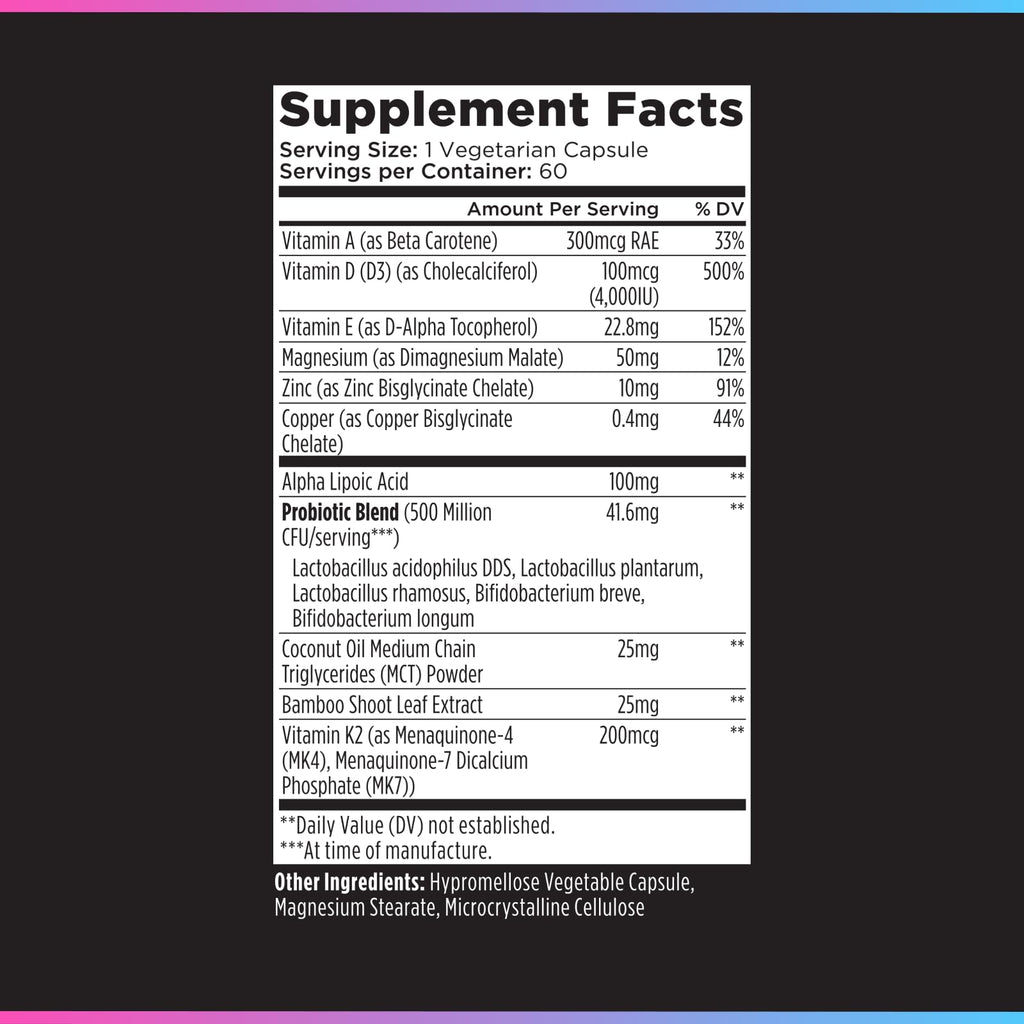 Livingood Daily 4000 iu Vitamin D3 K2 Magnesium Supplement, 60 Capsules | 11-in-1 Immune Complex, Vitamins A, E, D, K, Zinc, Magnesium, Probiotics, Healthy Fats, Ultra-Absorption Formula, Made in USA