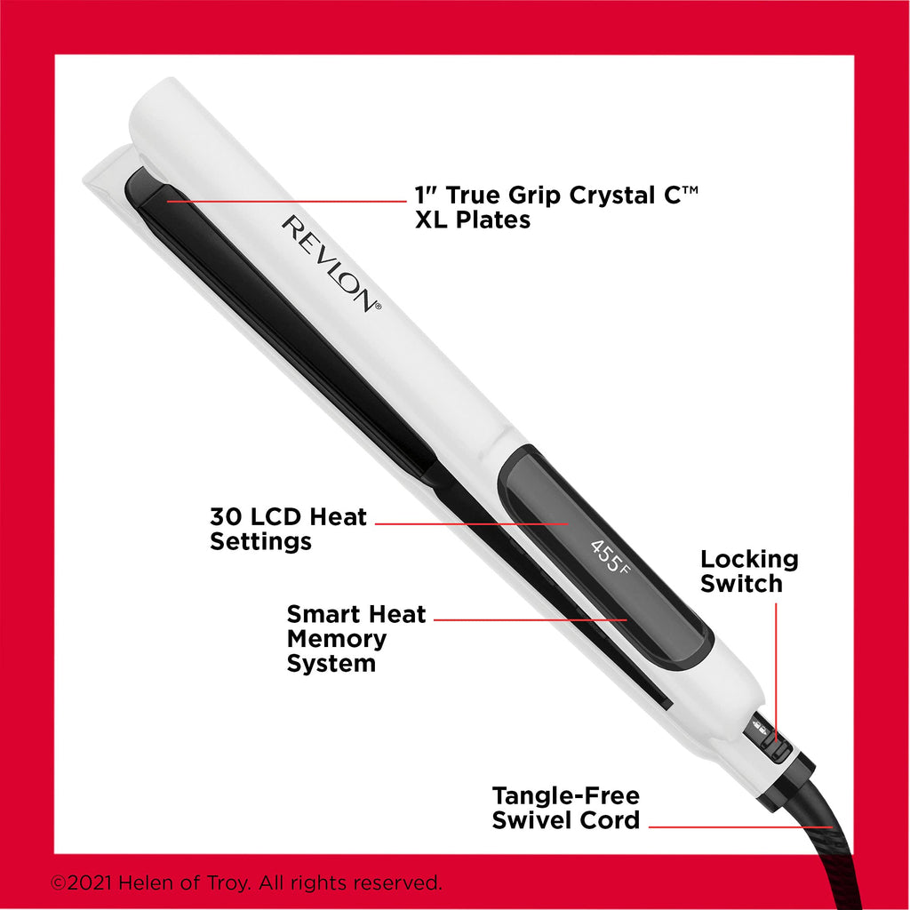 Buy now REVLON Crystal C + Ceramic Digital Hair Flat Iron | Long-Lasting Shine and Less Frizz, (1 in) at indiglob india