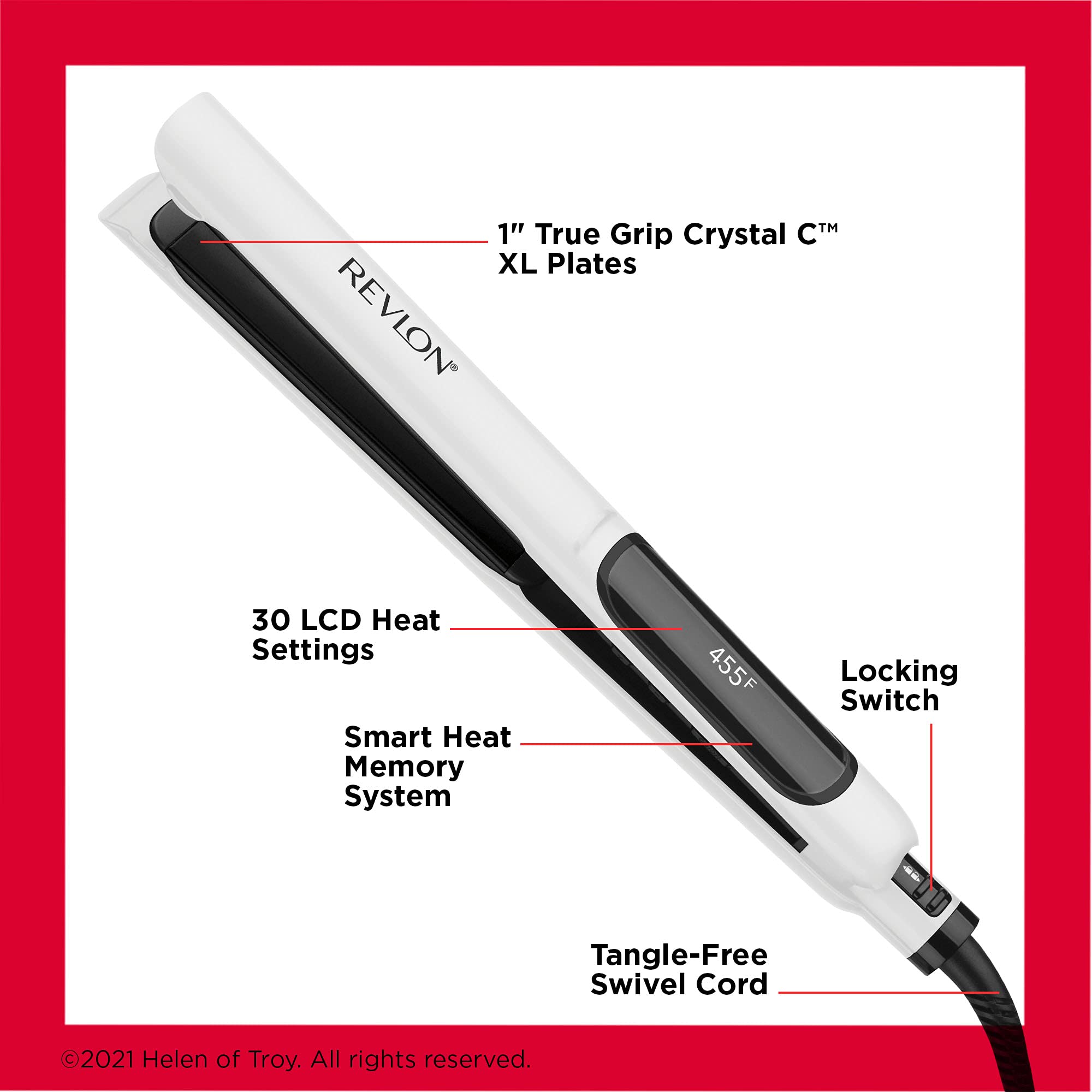 Buy now REVLON Crystal C + Ceramic Digital Hair Flat Iron | Long-Lasting Shine and Less Frizz, (1 in) at indiglob india