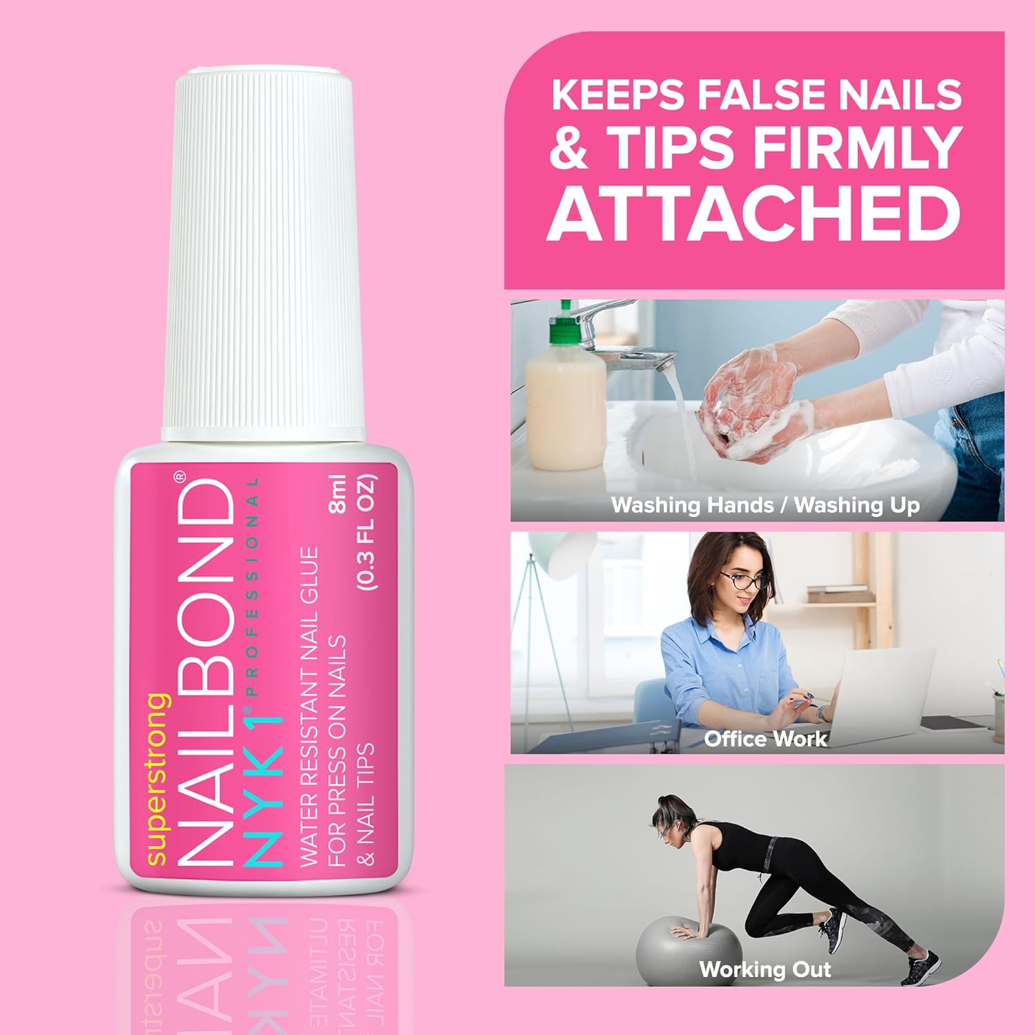 Buy now Super Strong Nail Glue for Press On Nails, Nail Tips & Acrylic Fake Nails (8ml) NYK1 NailBond Brush On Glue for Press Ons, Tips & Acrylics - Long Lasting, Maximum Strength, Mess-Free Application at indiglob india