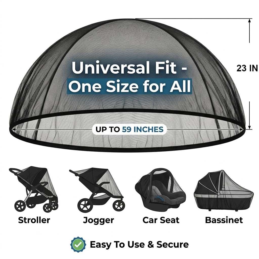 2 Pack Universal Baby Mosquito Net Cover for Stroller Car Seat Bassinet Infant Bug Mesh Netting Screen Crib Carrier Carriage