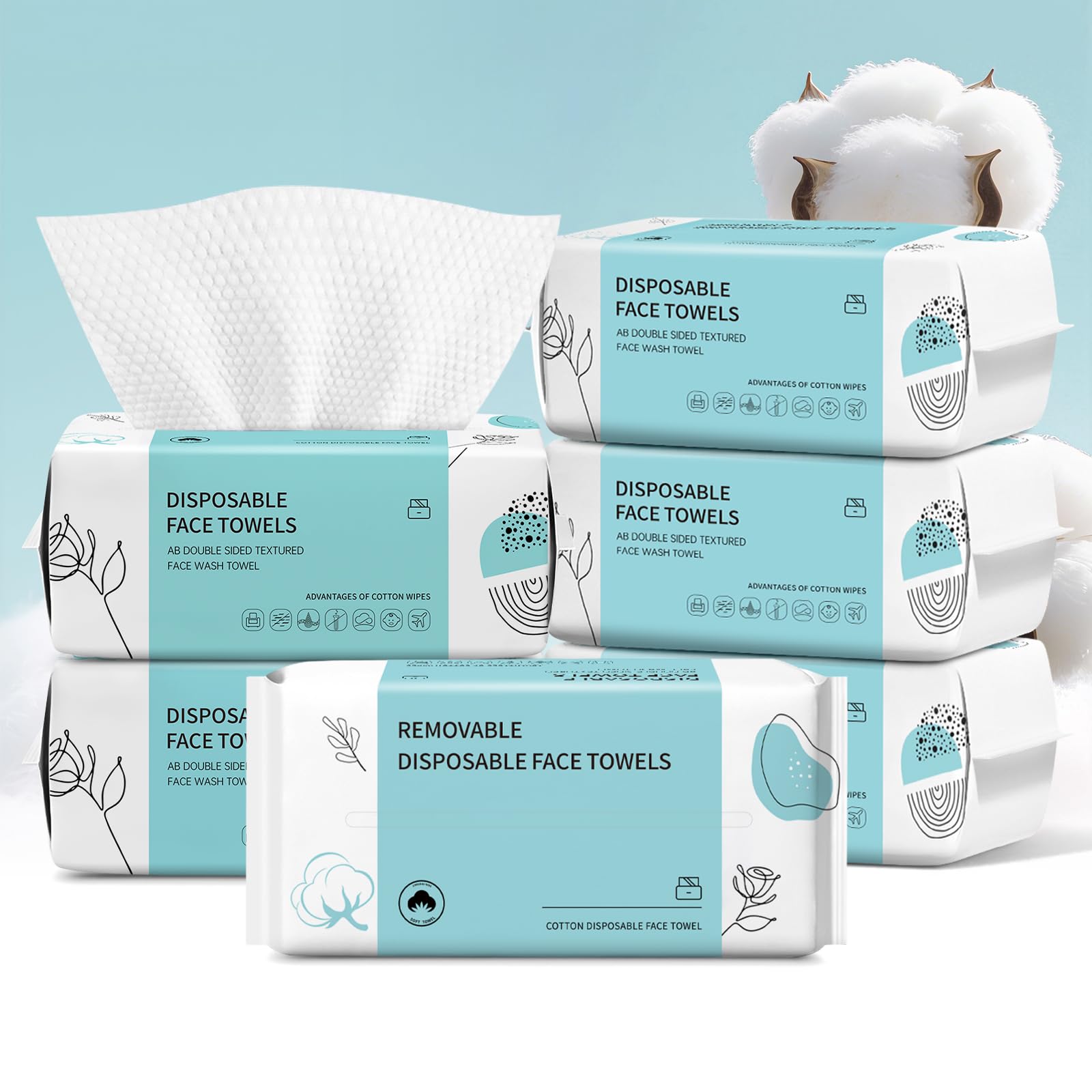 Face Towels, Disposable Face Towel 600 Count, Makeup Remover Dry Wipes, Soft Cotton Dry Wipes Facial Cloths Towelettes for Washing and Drying, Facial Tissue for Cleansing, Skincare