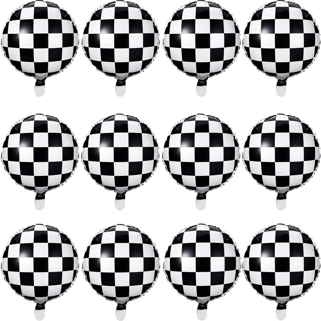 Buy now Checkerboard Balloon Aluminum Foil Black White Checkered Balloon for Racing Themed Party Decoration Supply, 18 Inches(12) at indiglob india