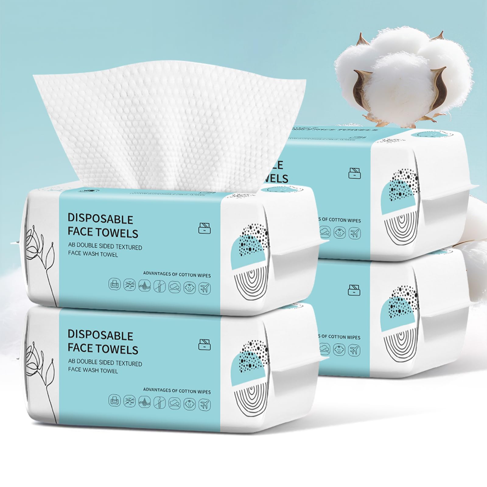 Face Towels, Disposable Face Towel 600 Count, Makeup Remover Dry Wipes, Soft Cotton Dry Wipes Facial Cloths Towelettes for Washing and Drying, Facial Tissue for Cleansing, Skincare