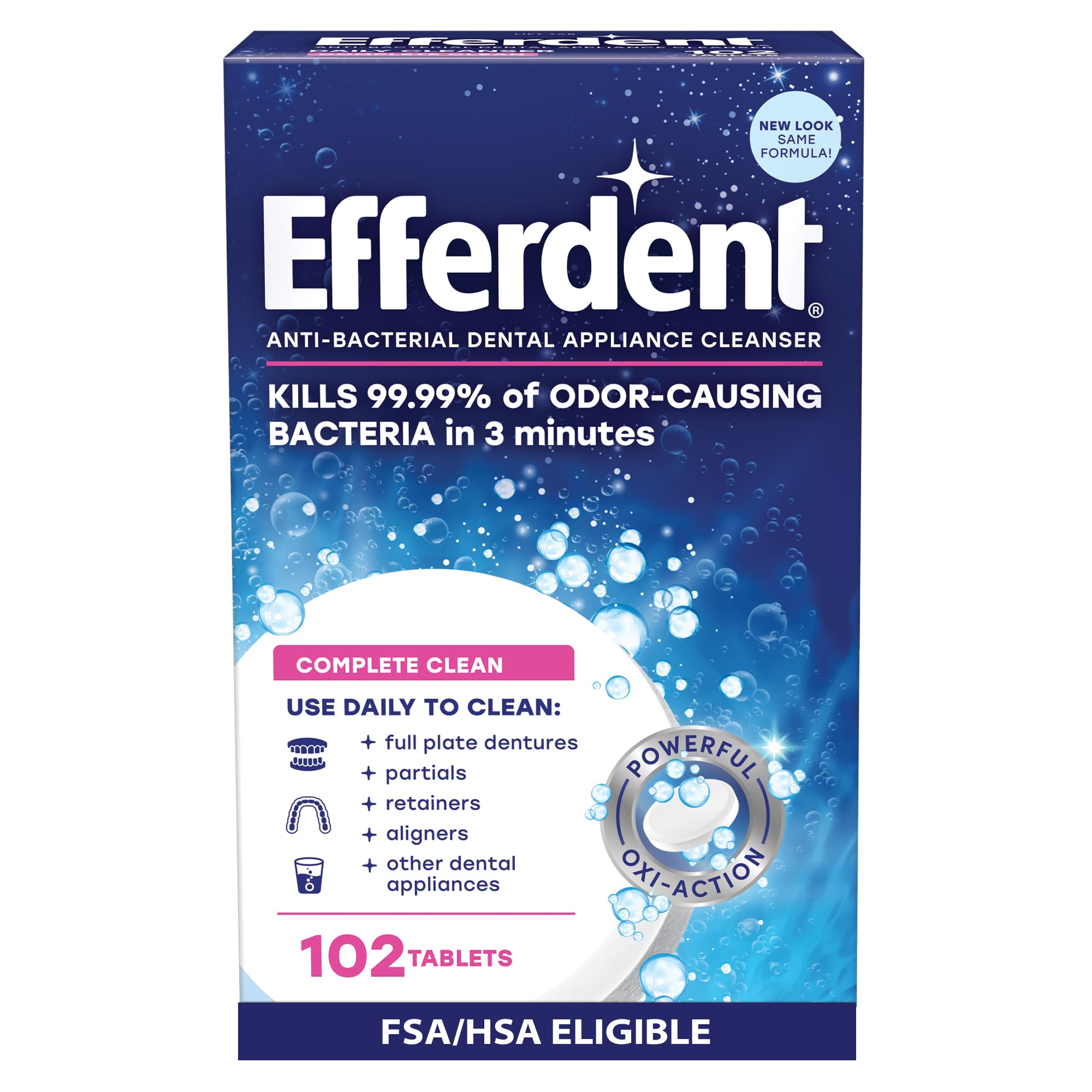 Buy now Efferdent Denture Cleaner Tablets â€“ Dental Appliances, Aligners, Mouth Guard, and Retainer Cleaner Tablets, Complete Clean, 126 Count at indiglob india