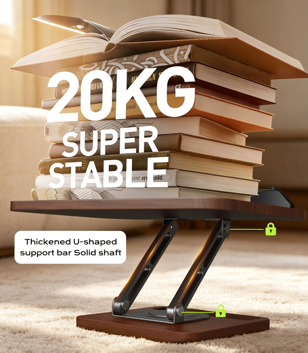 LOXP Book Stand with Storage, 360° Rotating Cookbook Stand, Ergonomic