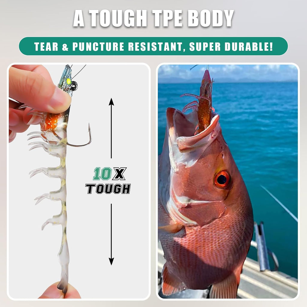 Buy now TRUSCEND Pre-rigged Fishing Jig Lures for Freshwater and Saltwater, Innovative Super Durable TPE Bass Lures, Lifelike Shrimp Crayfish Swimbait, Weedless Lure for Crappie Trout Walleye, Keep Separately at indiglob india