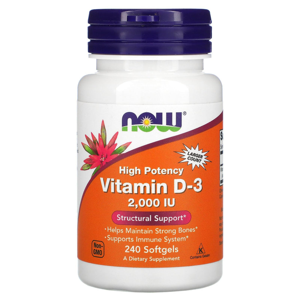 Buy now NOW Foods Vitamin D-3, 50 mcg (2,000 IU), 240 Softgels, 3 Pack at indiglob india