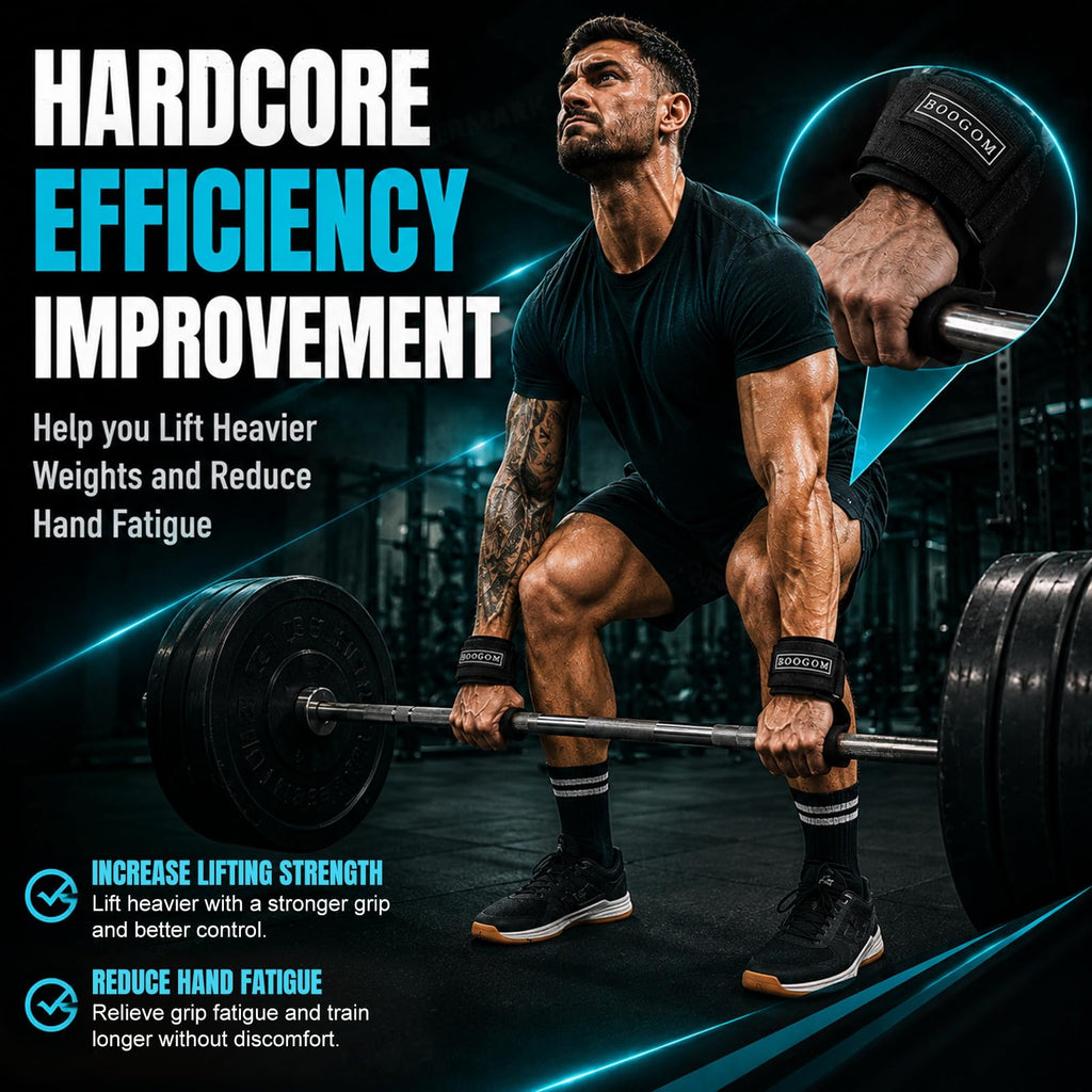 Weight Lifting Hooks with Lifting Wrist Straps (Pair) for Deadlifts, Pull Ups, Rows & Shrugs - Heavy Duty Adjustable Wrist Wraps with Thick Padded Support - Gym Workout Grips & Gloves for Powerlifting, Men & Women