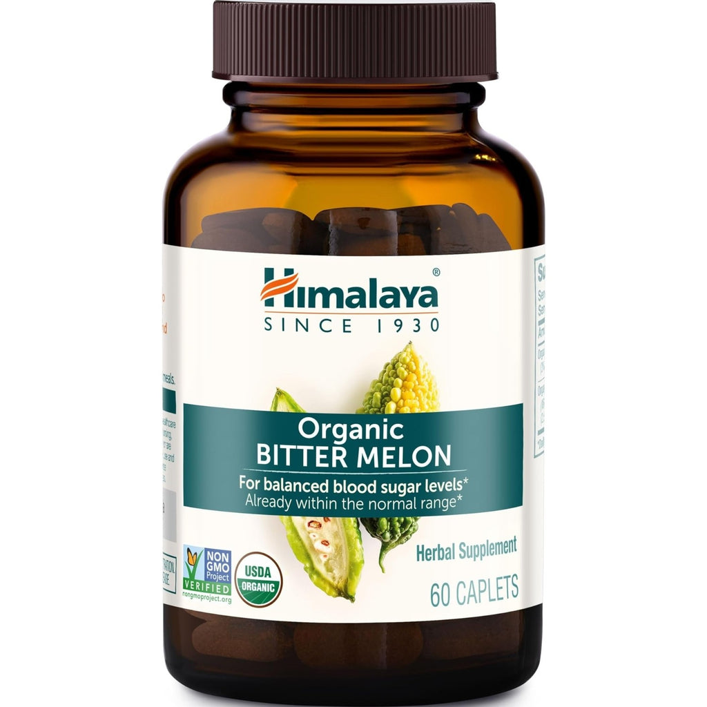 Himalaya USDA Organic Bitter Melon Capsules, 660 mg, 60 Caplets, 2 Pack | Herbal Gluocose Metabolism Support ,Bitter Melon Extract, - Non-GMO, Vegan, Gluten Free Additive Free, Clinically Studied
