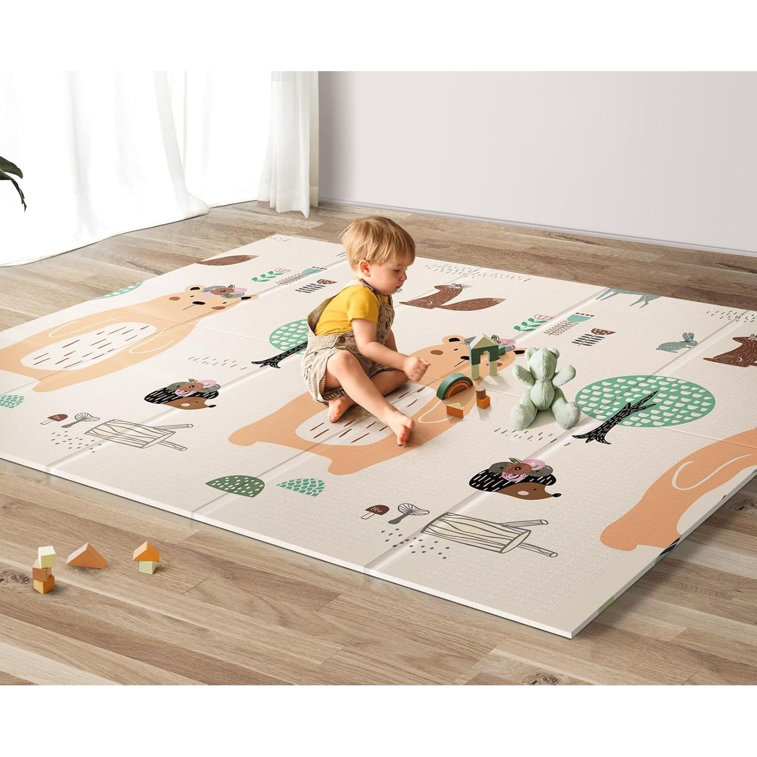 Buy now UANLAUO Foldable Baby Play Mat, Extra Large Waterproof Activity Playmats for Babies,Toddlers, Infants, Play & Tummy Time, Foam Baby Mat for Floor with Travel Bag (Cloud(71x59x0.4inch)) 71x59x0.4 Inch Bear at indiglob india
