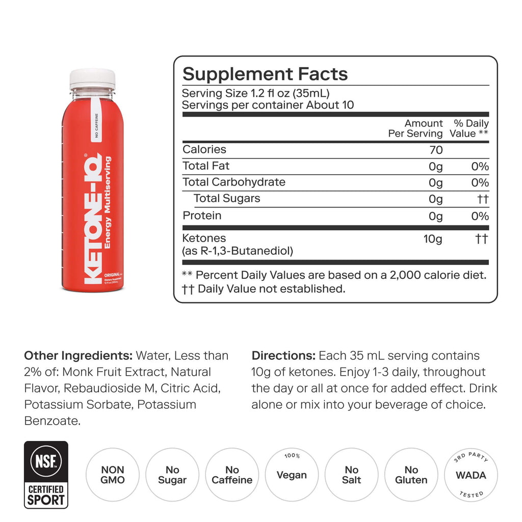 Ketone-IQ Caffeine-Free Brain & Focus Supplement – 10g Ketones per Serving for Mental Clarity, Energy & Endurance, Metabolism Support, 3 Bottles (30 Servings)