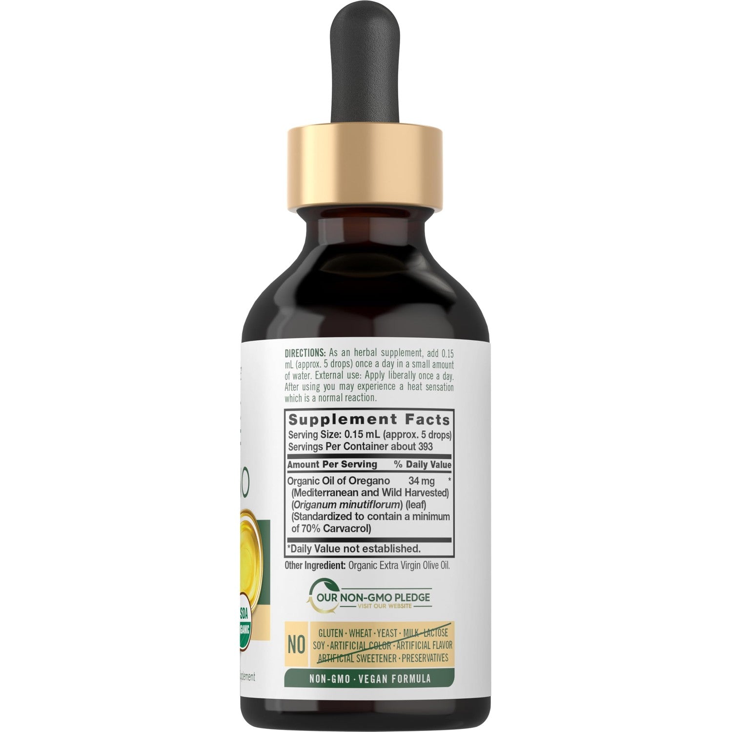 Carlyle Organic Oil of Oregano Liquid Drops - 2 fl oz - 1 Year Supply | Vegan Herbal Supplement | Non-GMO, Gluten Free