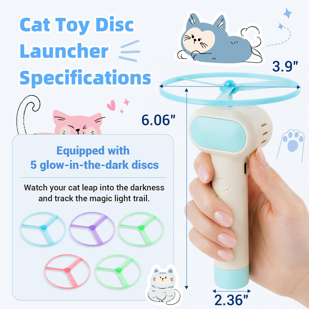Cat Fetch Toy with Flying Disc Launcher, Rechargeable & Large-capacity