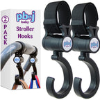 PBnJ Baby Stroller Hooks for Diaper Bags, Purses and Travel, 2 Pack
