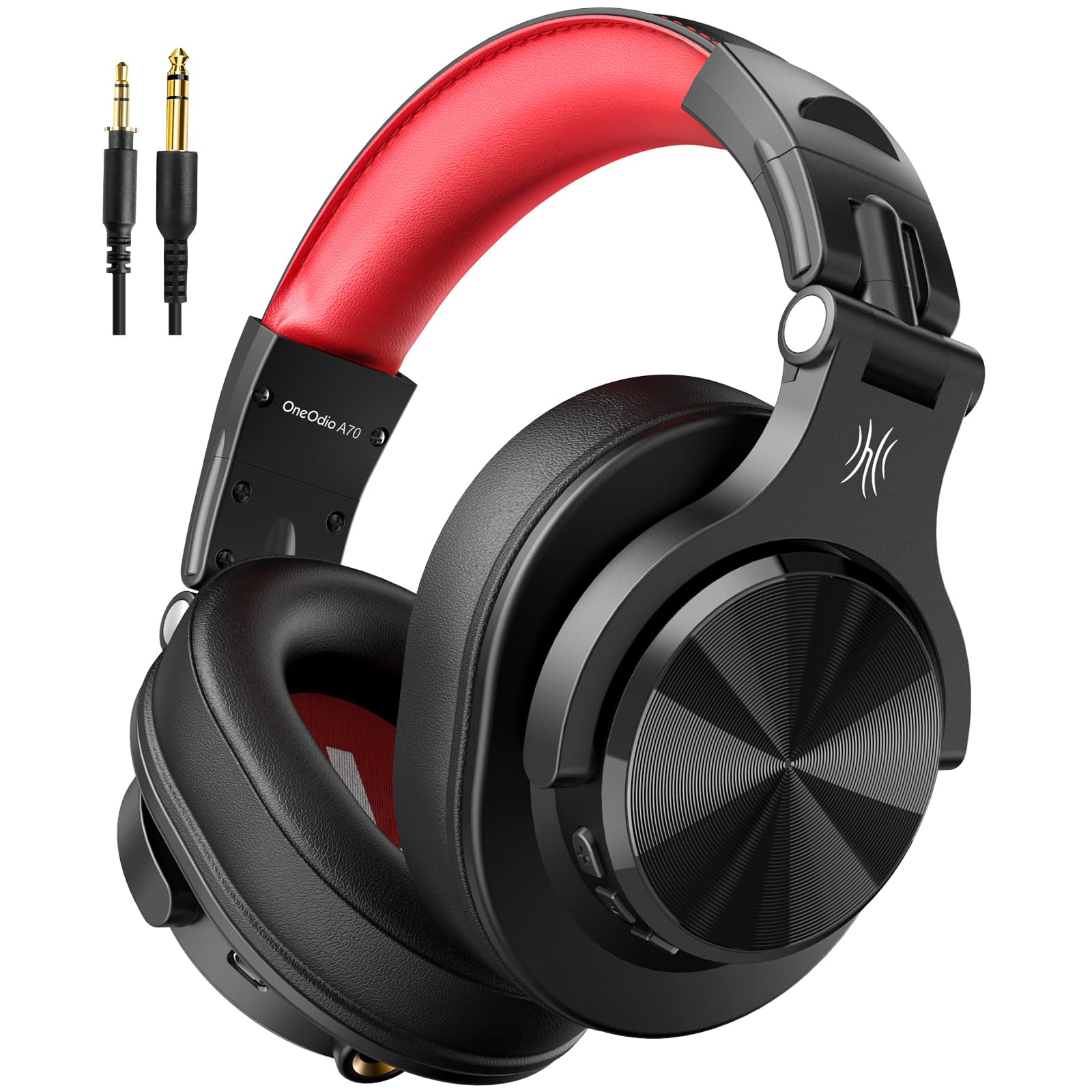Buy now OneOdio A70 Bluetooth Over Ear Headphones, Wireless Headphones with 72H Playtime, Hi-Res, Built-in Mic, 3.5mm/6.35mm Wired Audio Jack for Studio Monitor & Mixing DJ Guitar AMP, Computer PC Gaming Red at indiglob india