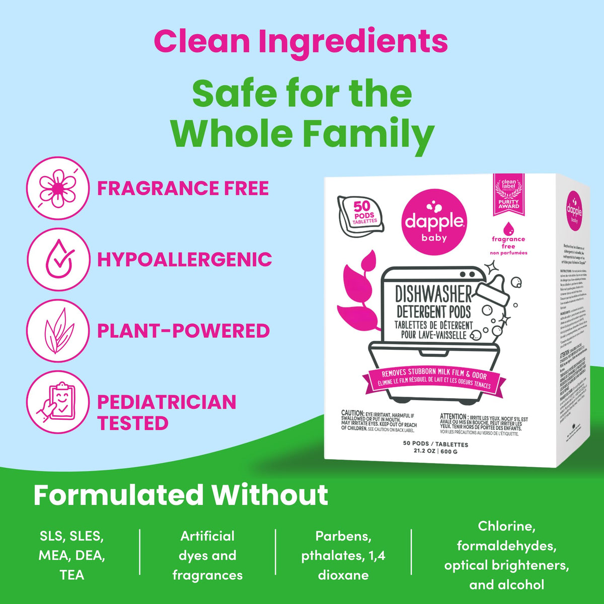 Dapple Baby - Dishwasher Detergent Pods - 50 Count