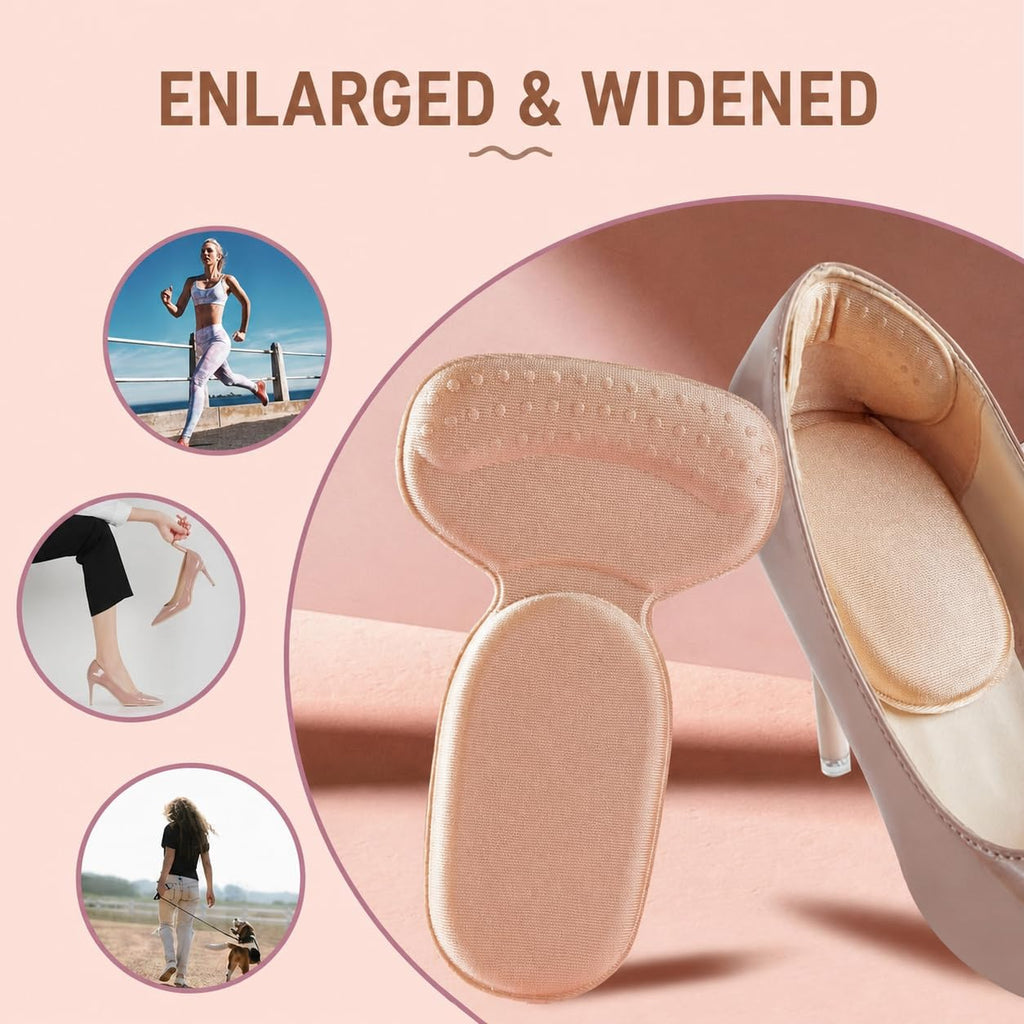 Heel Grips for Shoes Too Big, 7 Pairs Heel Pads Inserts for Women’s Shoes, T-Shape Heel Cushion Liners, Thin Heel Protectors and Ball of Foot Cushions for High Heels Flats