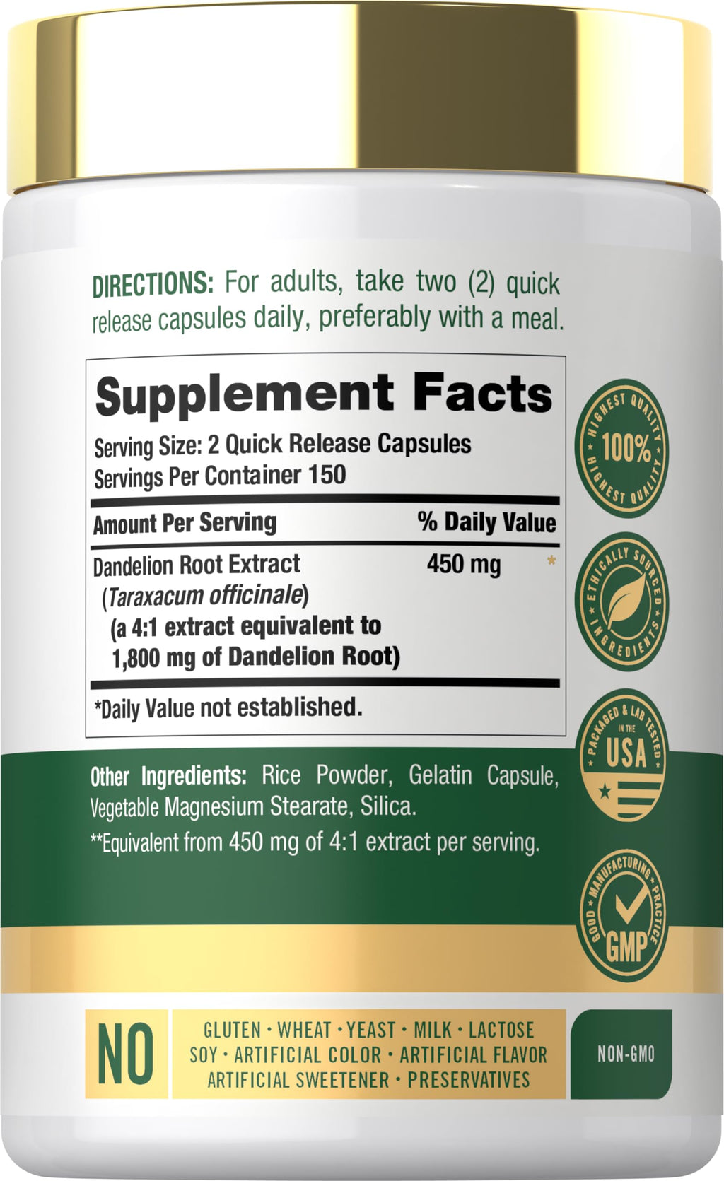 Carlyle Dandelion Root Extract | 300 Capsules | Herb Supplement