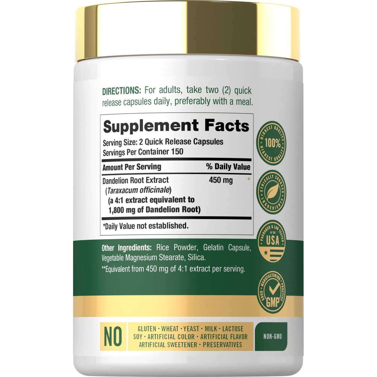 Carlyle Dandelion Root Extract | 300 Capsules | Herb Supplement