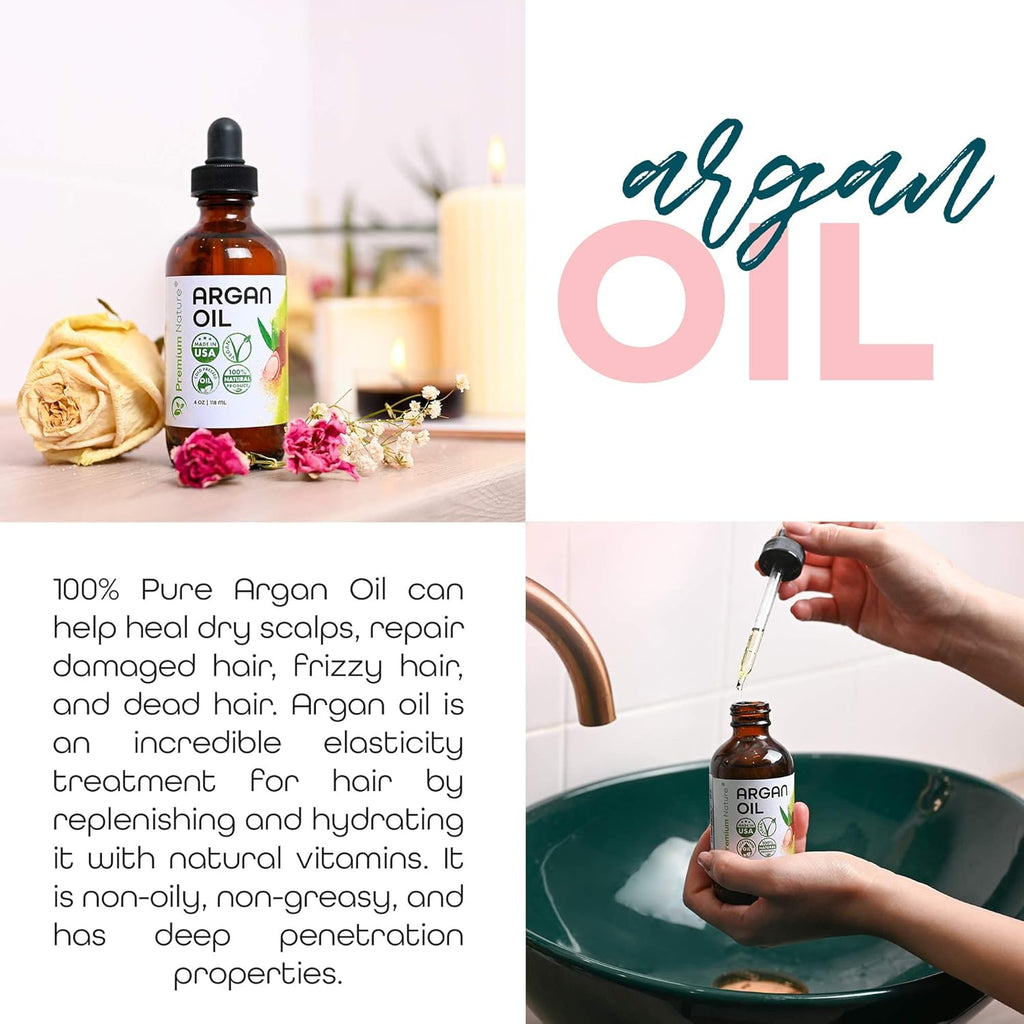 Buy now Premium Nature Argan Oil for Hair Virgin 100% Pure Cold Pressed Argon Oil Hair Serum For Hair Stimulate Growth for Dry and Damaged Hair Argan Oil for Skin Body Moisturizer Nails Protector 4 oz at indiglob india