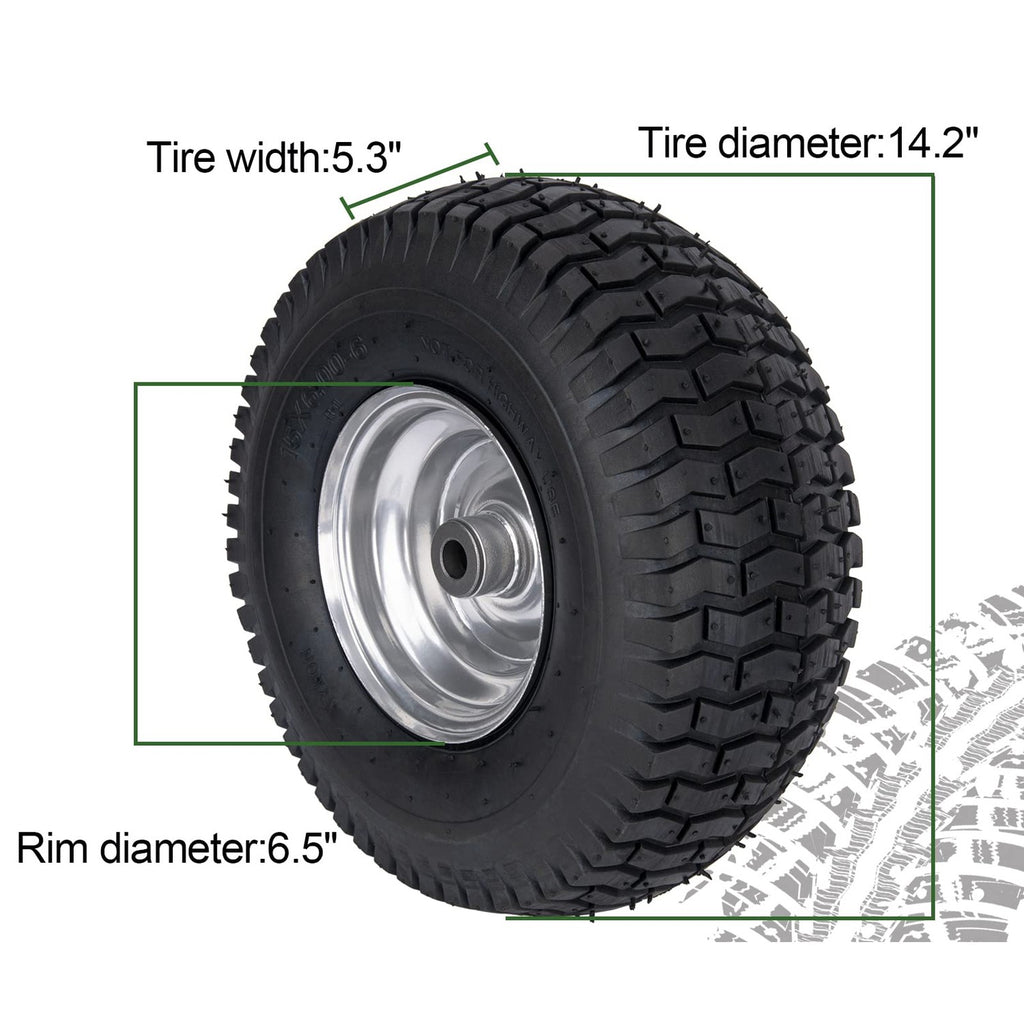 15x6.00-6 Lawn Mower Tire for Craftsman Husqvarna Riding Mowers Lawn