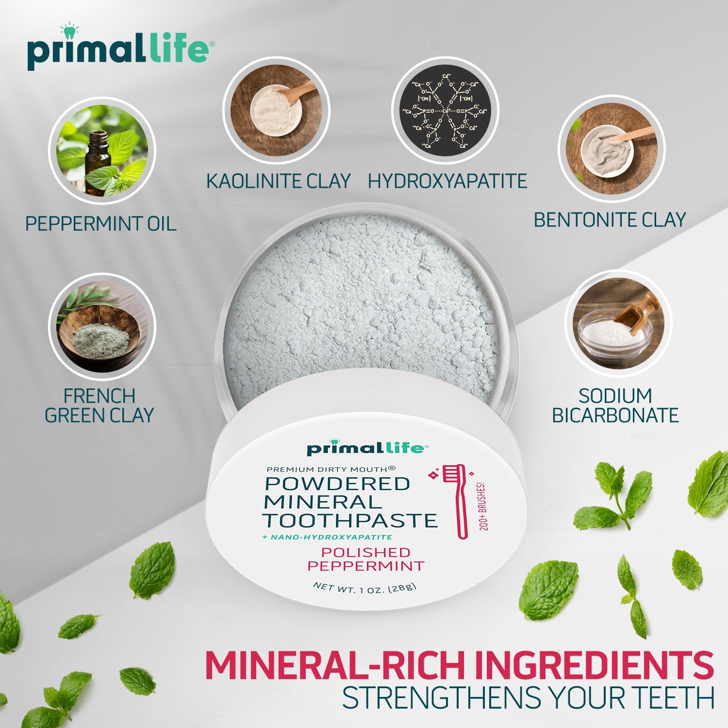 Buy now Primal Life Organics - Dirty Mouth Toothpowder, Tooth Cleaning Powder, Flavored Essential Oils with Natural Kaolin & Bentonite Clay, Good for 200+ Brushings, Paleo, Organic, Vegan (Peppermint, 1 oz) at indiglob india