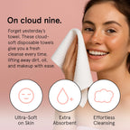grace & stella Face Towels Disposable - Travel Essentials (60 Count) | Ultra-Soft & Absorbent Face Wipes Towelettes - XL Facial Towels for Cleansing & Makeup Removal - Lint-Free Facial Tissue