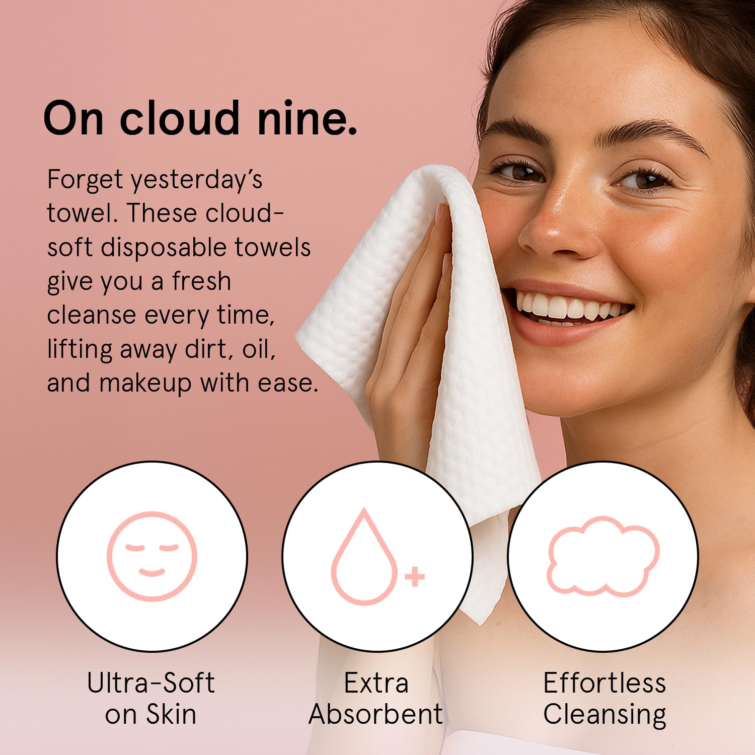 grace & stella Face Towels Disposable - Travel Essentials (60 Count) | Ultra-Soft & Absorbent Face Wipes Towelettes - XL Facial Towels for Cleansing & Makeup Removal - Lint-Free Facial Tissue