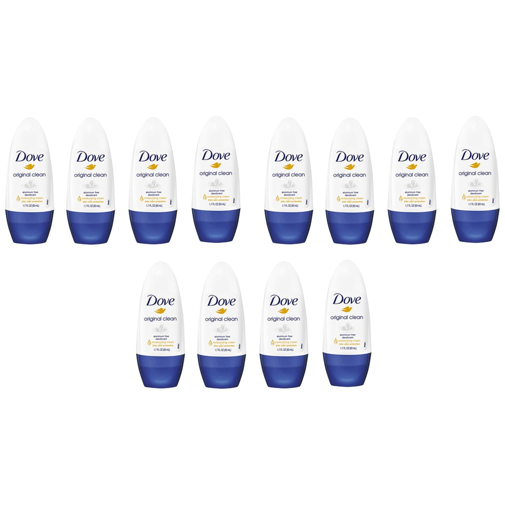 Dove Original Clean Roll On Deodorant, Aluminum Free, All Day Odor Protection, 4-Pack, 1.7 FL Oz Each, 4 Bottles