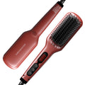 MEGAWISE Hair Straightener Brush Pro, Fast Heating Ceramic Ionic Brush for Smooth Frizz-Free Hair, Safe Anti-Scald Design, Dual Voltage Travel Use (Tomato Red)