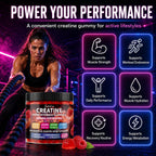 Creatine Monohydrate Gummies 5000mg for Women & Men,120 Count | Blended BCAA, Beta-Alanine, L-Taurine & L-Carnitine Plus B6 B12,Chewable Pre-Workout, Boost Stamina,Ease Muscle Soreness