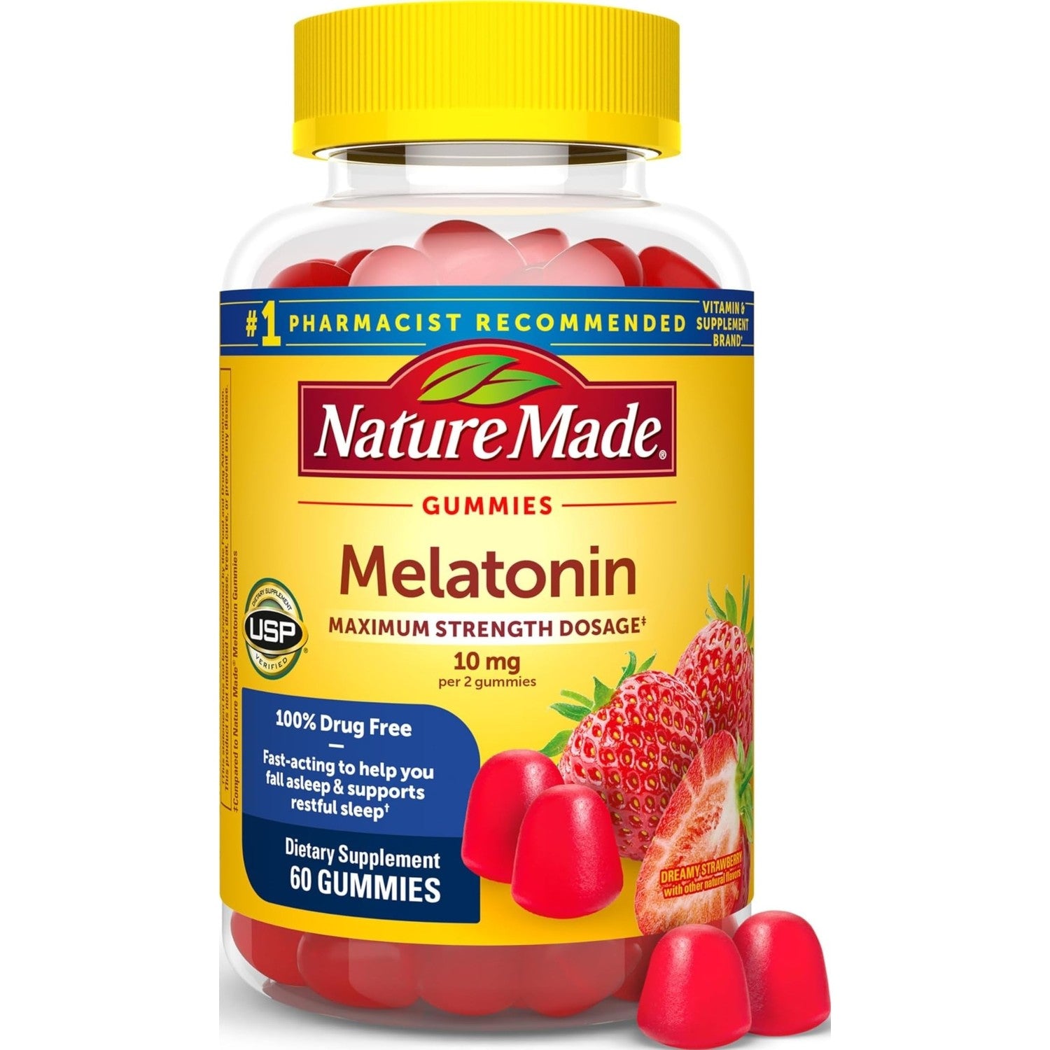 Nature Made Melatonin 10 mg per Serving Gummies, 70 Melatonin Gummies