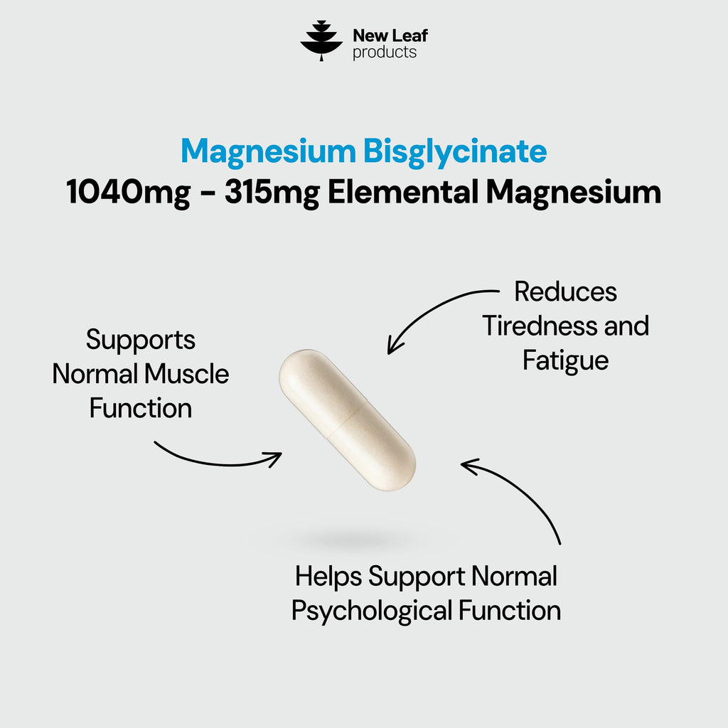 Magnesium Glycinate Supplements - 120 High Strength Capsules - 1040mg of Magnesium Providing 208mg Elemental Magnesium Per Serving - Pure Active Ingredient - UK Manufactured