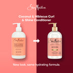 Shea Moisture Curl & Shine Conditioner Coconut & Hibiscus, for Thick, Curly Hair to Moisturize & Soften, 13 oz | Moisturizing conditioner with Coconut Oil, Neem Oil & Silk Protein to quickly detangle, reduce frizz, and hydrate curls.