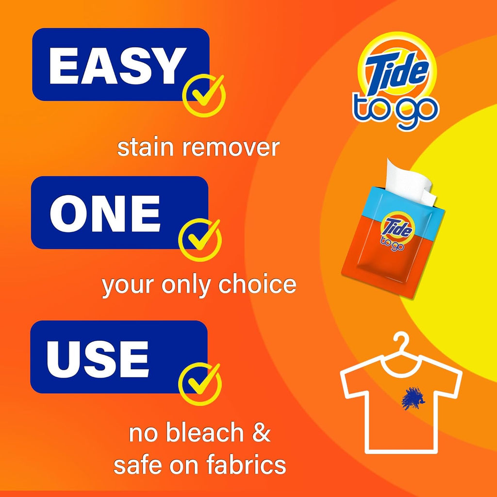 Buy now Tide To Go Stain Remover Wipes for Clothes, Instant Laundry Travel Stain & Spot Remover, 3 Pack, (30 Wipes Total) at indiglob india