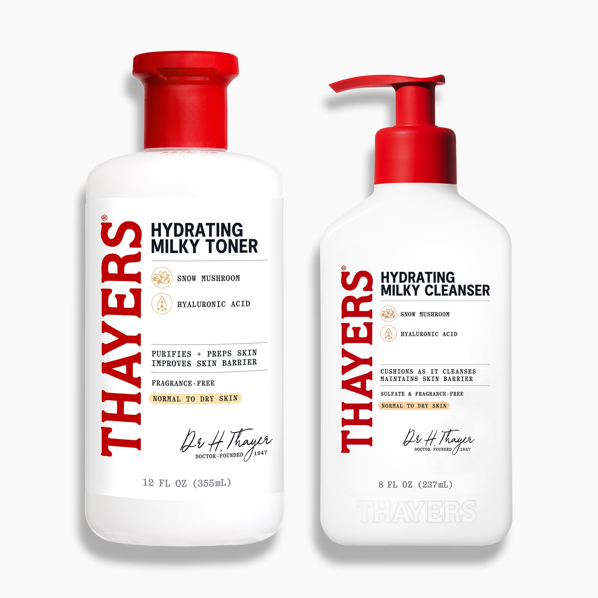 THAYERS Milky Face Toner Skin Care with Snow Mushroom Tremella and Hyaluronic Acid, Natural Gentle Facial Toner, for Dry and Sensitive Skin, 355mL