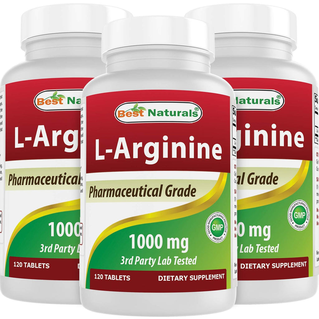 (New Improved Formula) Best Naturals L-Arginine 1000 mg 120 Tablets - Pharmaceutical Grade L Arginine Supplement Promotes Nitric Oxide Synthesis | L Arginine supplement promotes nitric oxide synthesis