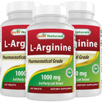 (New Improved Formula) Best Naturals L-Arginine 1000 mg 120 Tablets - Pharmaceutical Grade L Arginine Supplement Promotes Nitric Oxide Synthesis | L Arginine supplement promotes nitric oxide synthesis