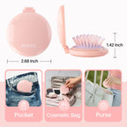 RHOS Folding Brush with mirror, perfect for women. Lightweight, pocket-sized for easy carrying in handbags or purses. Verified by CuratCart.