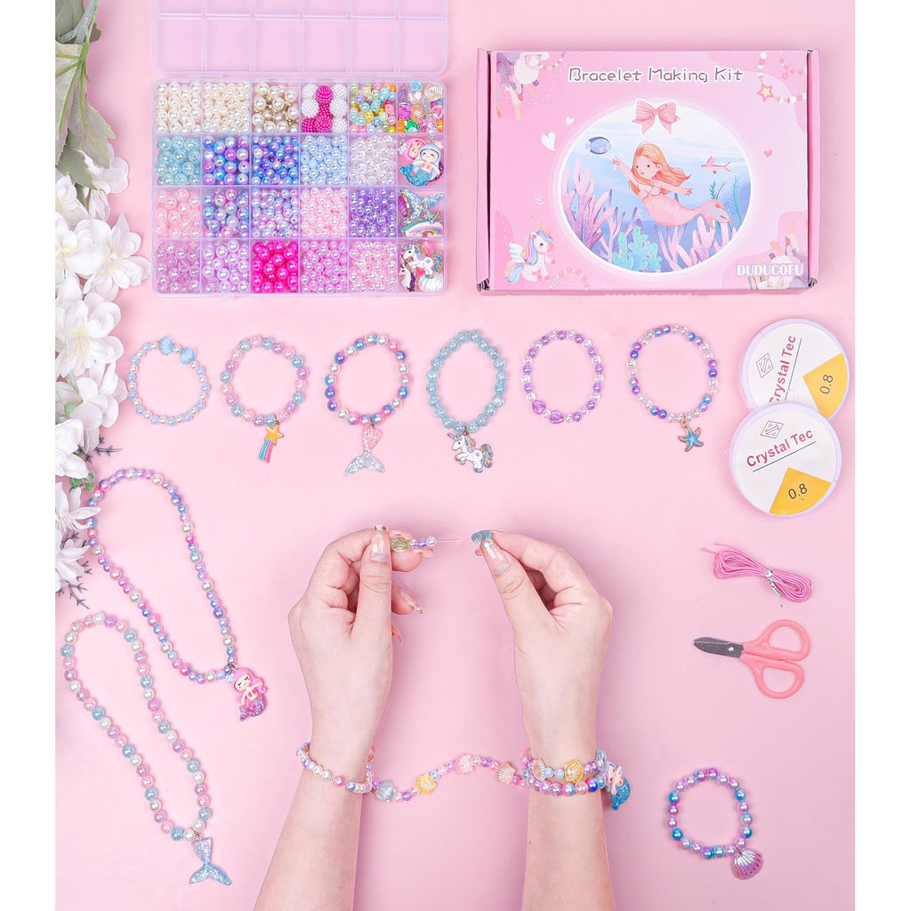 900Pcs Mermaid Bracelet Making Kit for Girls, Charm Beads Jewelry Making