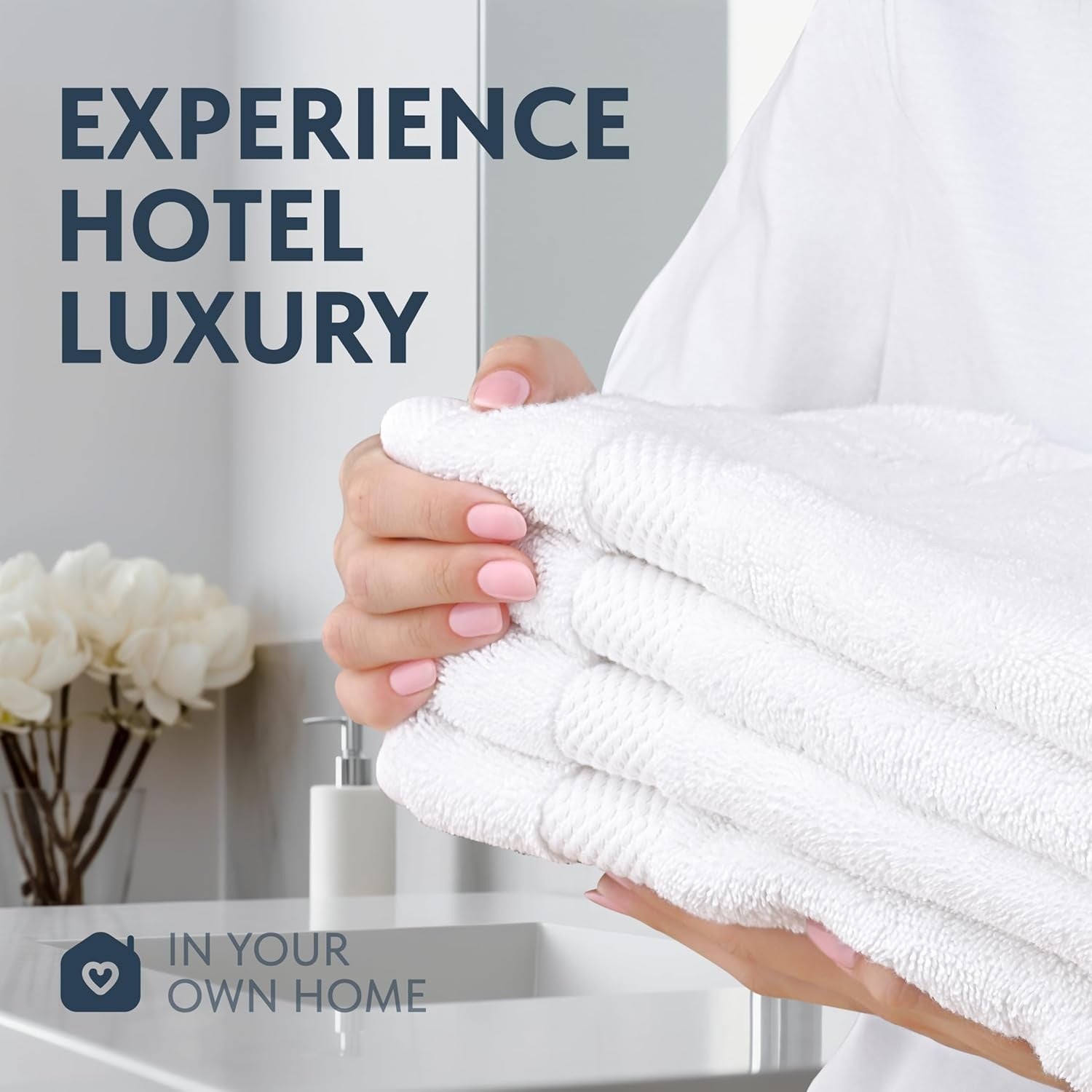 Buy now Luxury White Hand Towels - Soft 100% Turkish Cotton | Highly Absorbent Hotel spa Bathroom Towel Collection | 16x30 Inch | Set of 6 at indiglob india