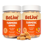 BeLive Turmeric and Ginger Gummies for Joint and Mobility Support 120 Count | 500mg Turmeric Curcumin Supplement with Black Pepper for Enhanced Absorption, Immune & Antioxidant Support, Tropical Flavor