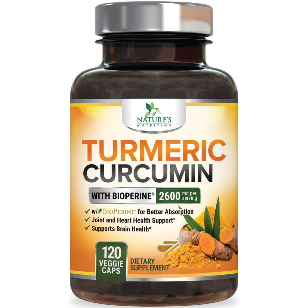 Turmeric Curcumin Supplement - 2400mg Organic Turmeric Per Serving - 95% Curcuminoids & BioPerine Black Pepper Extract for Best Absorption - Natural Vegan Joint Support, Bottled in USA - 240 Capsules