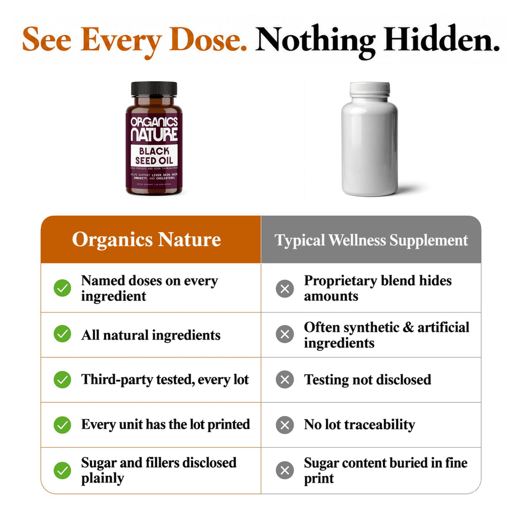 ORGANICS NATURE Black Seed Oil 1000mg, Cold Pressed, Vegan, 60 Softgels