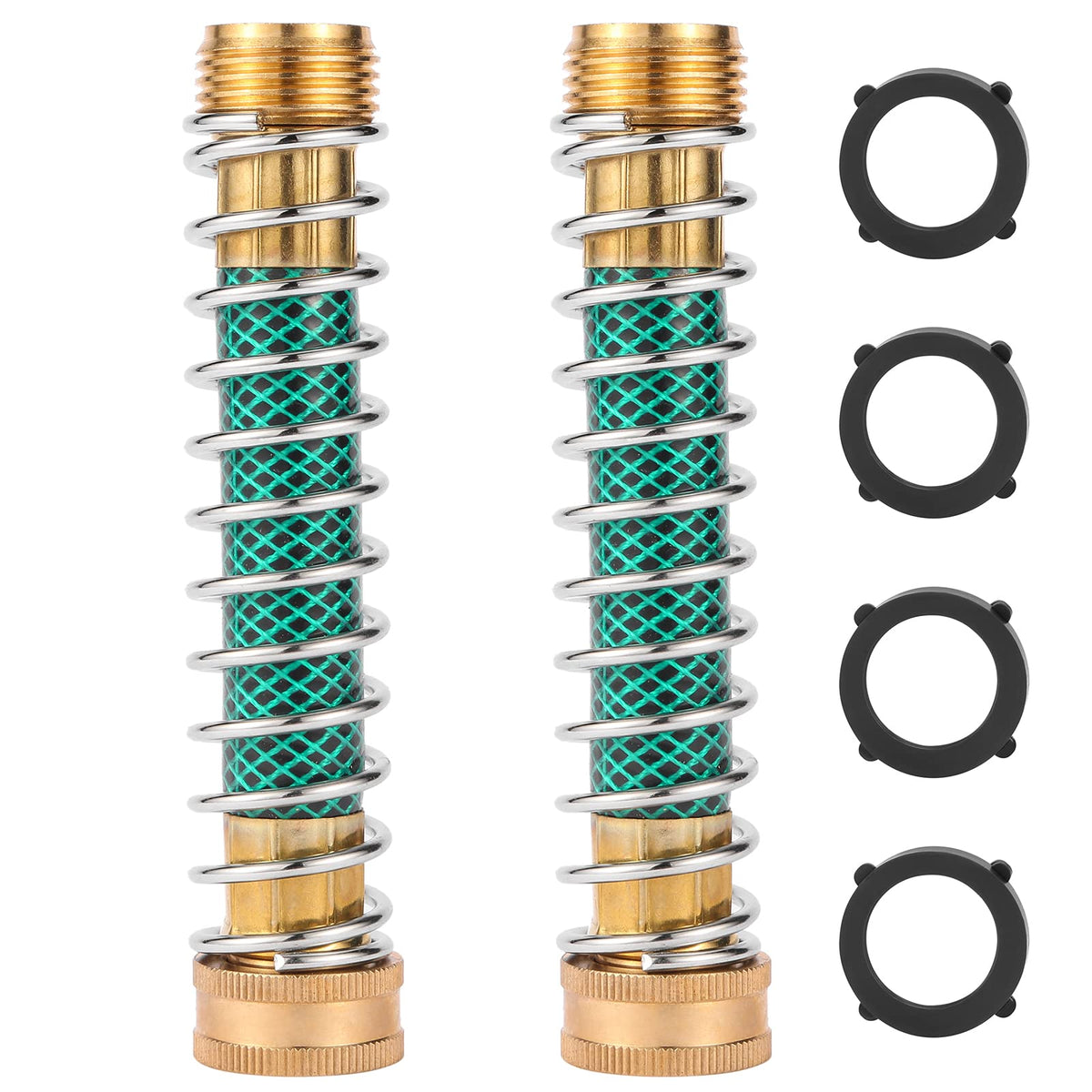 Garden Hose Extension Adapter, Hose Kink Protector with Coil Spring, 2 Pack