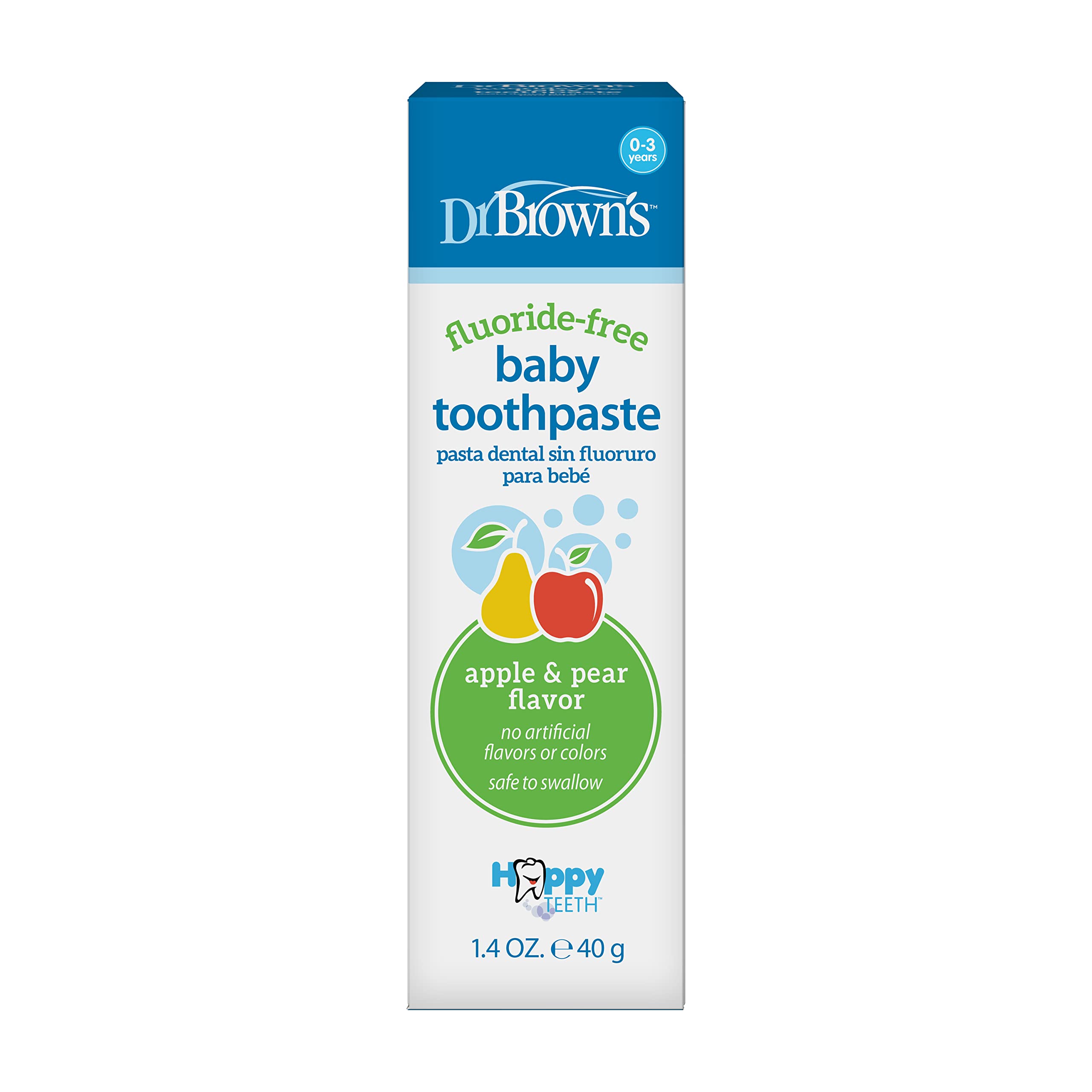 Buy now Dr. Brown's Fluoride-Free Baby Toothpaste, Safe to Swallow, Apple Pear, 1-Pack, 1.4oz/40g, 0-3 Years at indiglob india